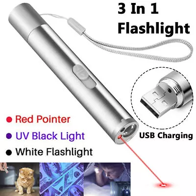 3 In 1 LED Infrared Laser Pointer Cat Toy USB Rechargeable 3 Modes Flashlight AU • $11.35