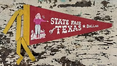 Vintage 1950’s Sate Fair Of Texas Dallas Big Tex Souvenir Felt Pennant Flag • $9.99