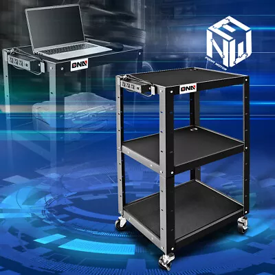 3-layer Steel Media AV Cart W/ Built-in Power Strip 24 -42  Height Adjustable • $129.99