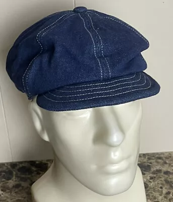 Mossant Paris Denim Cotton Newsboy Cap 6 Panel Hat Size Medium New With Tags $59 • $30