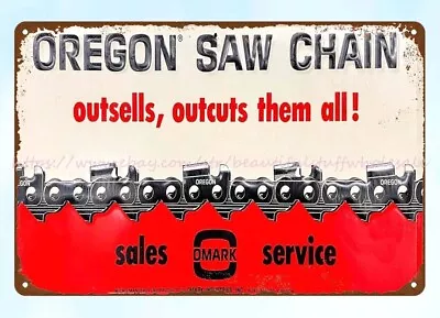 Metal Wall Art Decor Oregon Saw Chain Omark Sales And Service Metal Tin Sign • $18.89