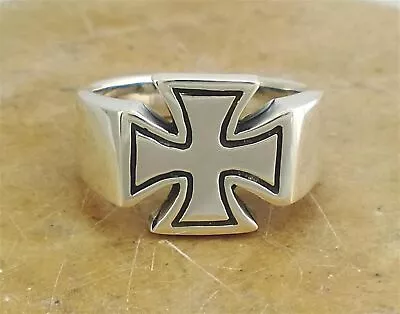 AWESOME HEAVY STERLING SILVER MALTESE CROSS RING Sz 8  Style# R0203 • $27.89