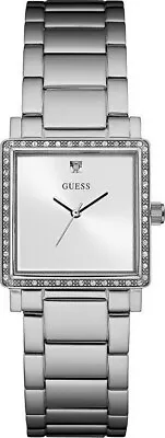 GUESS WOMEN'S SILVER SQUARE Dressy Steel BRACELET Diamond Crystal WATCH U0914L1 • $86.25