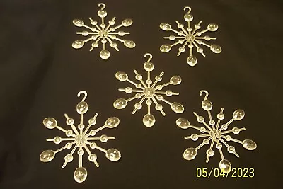 Vintage Lot 5 Big Clear Acrylic Plastic Snowflake Christmas Ornaments Hong Kong • $9.99