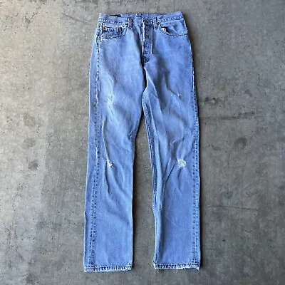 Vtg 80s Levi's 501 Jeans Men's 31x34 Blue Light Wash Straight Leg Button Fly • $49.45