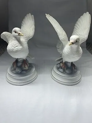$46.88 • Buy Vintage Andrea By Sadek Porcelain Hand Painted White Dove Pair Figurines (2)