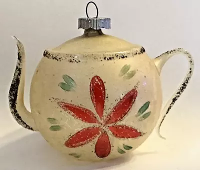 Vintage Mercury Glass Christmas Ornament Tea Pot West Germany Shiny Brite USA • $38.99