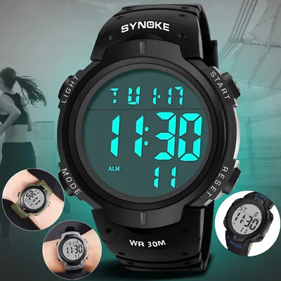 Mens Waterproof Digital Sports Watch LED Screen Large Face Military Watches Gift • $8.49