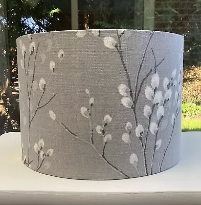 Lampshade Laura Ashley Pussy Willow Steel Grey Linen Drum Table Ceiling HANDMADE • £30