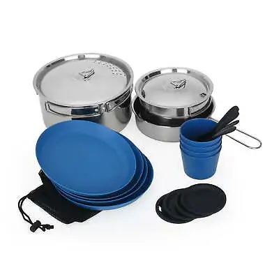22-Piece Mess Kit And Pans Set With Mesh Carrying Bag Lightweight New • $27.58