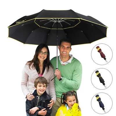 $28.59 • Buy Large Folding Umbrella 10Ribs130cm Rain Sun Protection Extra Strong Windproof