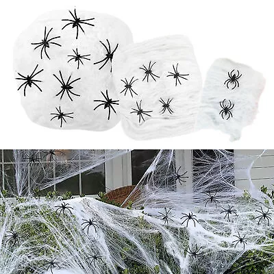 Spider Web With Spiders Halloween Decoration Stretchy Cobweb Party 50g 100g 200g • £1.49