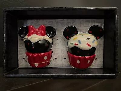 Disney Mickey & Minnie Mouse Ceramic Cupcake Salt Pepper Shakers - New • $15.99