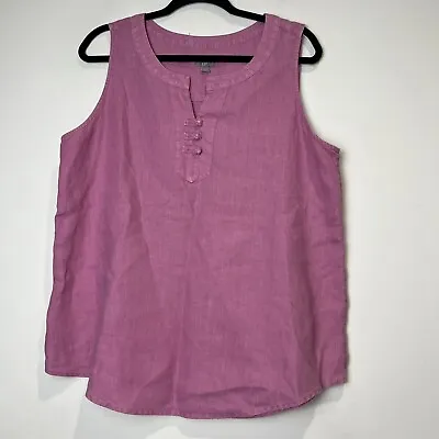 J.JILL  Denim Shirts Top Women Large  Pink  Sleeveless Chambray Blouse • $22.90
