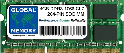 4GB DDR3 1066MHz PC3-8500 204-PIN SODIMM MEMORY RAM FOR APPLE INTEL LAPTOP/PCs • $23.97
