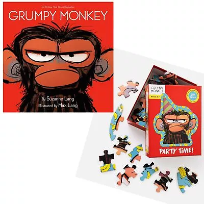 Grumpy Monkey Hardcover And Party Time! Puzzle Toy Set Problem Solving Emotions • $36.99