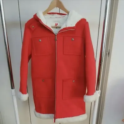 Vintage COURREGES 21 Red Zipper Jacket Coat Lining Fur Size 38 XS/S Winter Rare • $250