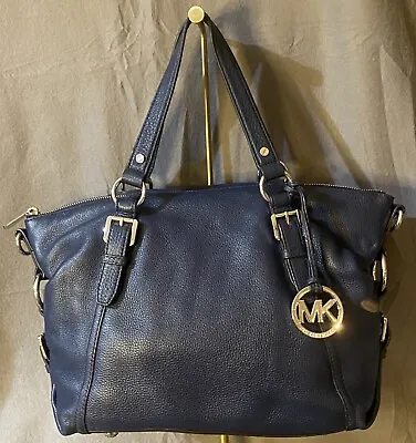 Michael Kors Navy Blue Tristan Satchel Handbag Preloved  • $65