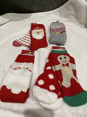 New! 6 Pairs (2 Knee High2 Low Cut & 2 Crew)Christmas Socks. Size 4-10.Cute! • $8.99