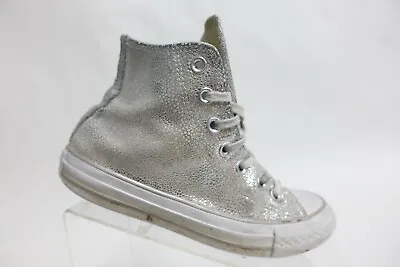 CONVERSE All-Star Canvas Silver Sz 5 Women High-Top Skate Sneakers • $19.99