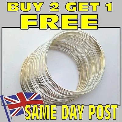 Memory Wire 60 Coils (buy 2 Get 1 Free) Silver Plated For Bangle Bracelet Loops • £1.50