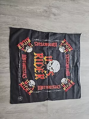 VTG 80s SKULL US Rider Mens Bandana MADE IN USA MOTORCYCLE 100% Cotton 20 X 21 • $15