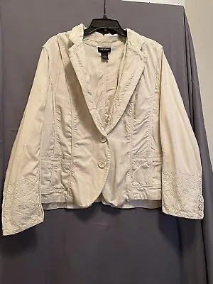 Lane Bryant Womens Plus Size 24 Cream Blazer With Embroidered Sleeves • £26.98