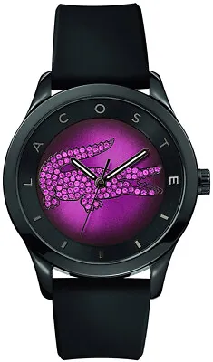Lacoste 2000917 Victoria Black Silicone Strap Purple Dial With Crystals Watch  • £30