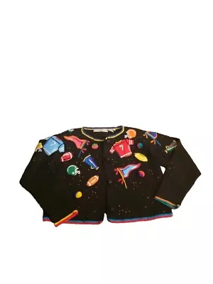 Vintage Football Sweater Michael Simon Embellished Super Bowl M • $69