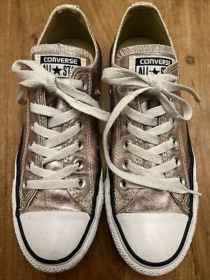 Converse Women Sz 7 All Star Chuck Taylor Low Top Metallic Pink Sneakers • $20