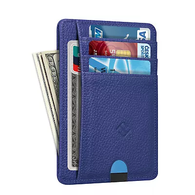 Mens RFID Blocking Leather Minimalist Small Wallet Credit Card Slots Holder • $7.49