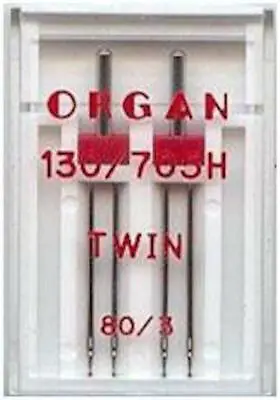 Sewing Machine Needles 1 Side Flat Twin 80/3 Organ Fits Brother Janome Singer • £3.49