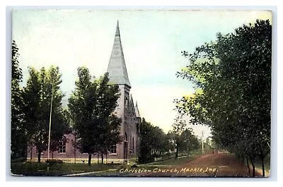 1913 Markle IN Postcard- CHRISTIAN CHURCH Street Trees • $12.99