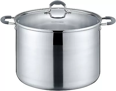 CONCORD Stainless Steel Stock Pot With Glass Lid (Induction Compatible) • $29.98