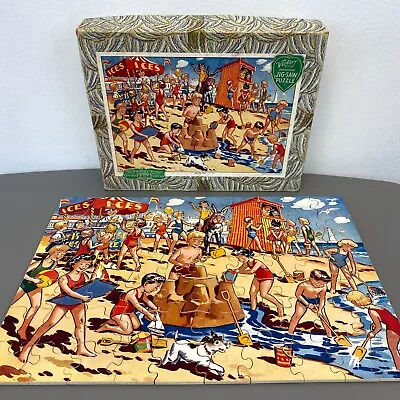 Vintage Victory Plywood Jigsaw Puzzle Seaside Fun Beach COMPLETE Hayter SH • $34.95