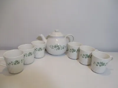 $32 • Buy Corelle Coordinates Callaway Ivy Stoneware Teapot And (6)  Cups/Mugs