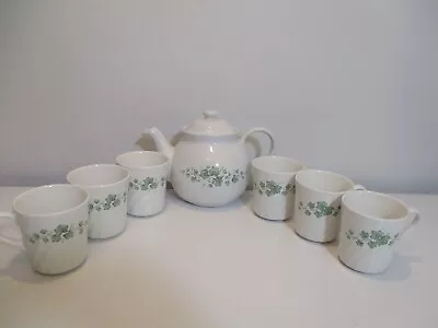 $32 • Buy Corelle Coordinates Callaway Ivy Stoneware Teapot And (6)  Cups/Mugs