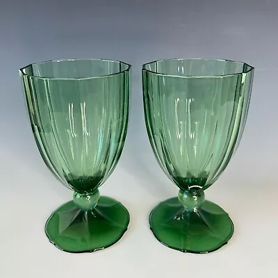 Set/2 VILLEROY & BOCH Crystal My Garden Green Iced Tea Glass Goblet 6 3/4  • $46.50