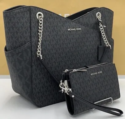 Michael Kors Jet Travel Large Chain Shoulder Tote Bag + Wallet Set • $189