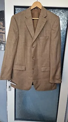 B) Mario Barutti Cashalana Cashmere And Merinowool Brown Herringbone Blazer L 42 • £39.99