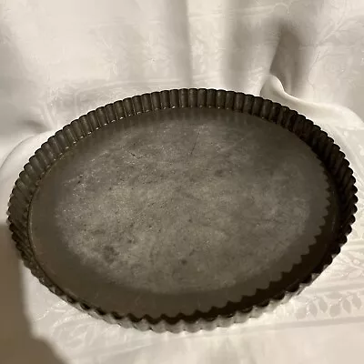 Vintage Metal Loose Base Round Fluted Flan / Quiche Tin 13” X 1 “ Used • £6