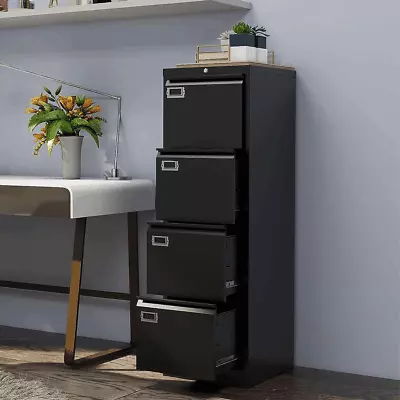 4 Drawer Metal Vertical File Storage Cabinet Filing Cabinet With Lock For Office • $179.99