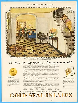 1927 Congoleum Gold Seal Linoleum 1920's Flooring Home Wall Decor Vintage Ad • $9.44