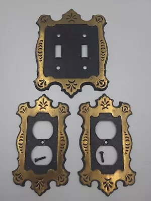 2 Vintage Franklin Brass Wall Socket Plug Cover Plates And Double Switch... • $14.99