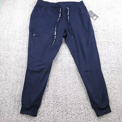 Med Couture Scrub Pants Jogger Touch 7710 Womens L Navy Blue Stretch Drawstring • $17.95