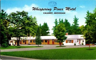 $6.95 • Buy Whispering Pines Motel Calumet Michigan 1950 Chrome Postcard