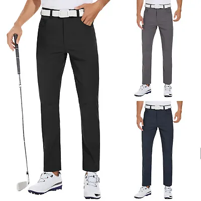 Men's Stretch Golf Pants Slim Fit Waterproof Pockets Hiking Chino Work Trousers • $23.99