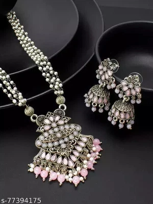 $49.06 • Buy Joharibazar Oxidised Silver Kundan Antique Choker Necklace Earring Jewelry Set