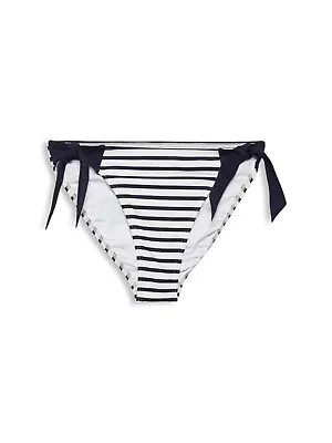 ESPRIT Brief Bikini Bottoms Womens UK 8 Bodywear Hamptons Beach Mini NEW Navy • £8.49