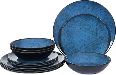Melamine Dinnerware Sets For 4 Dinner Plates Bowls Set Unbreakable Melamine Cl • £57.82